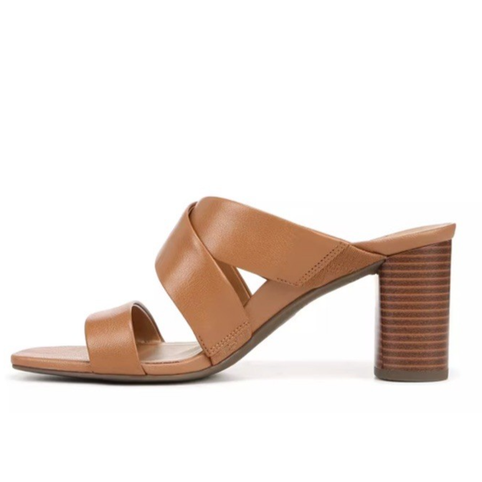 Vionic Merlot Cognac Leather Heeled Sandals In Wide